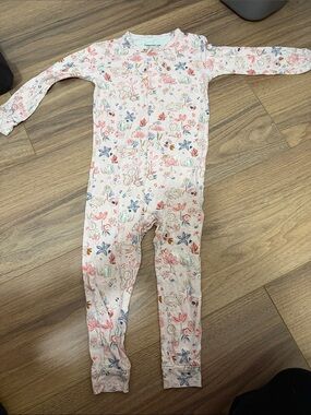 Magnetic Me Floral Bunny One-Piece Footie in Pink and Blue